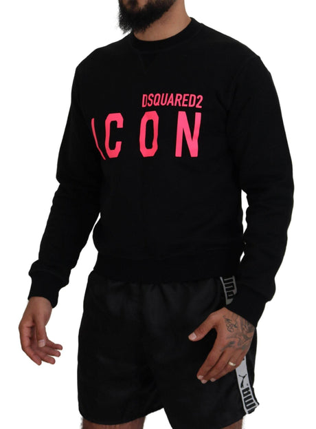 Dsquared² Black Printed Long Sleeves Pullover Sweater - Hilstor