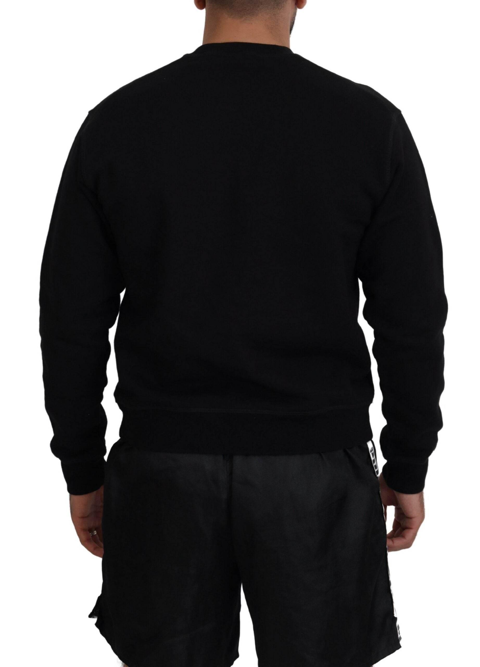 Dsquared² Black Printed Long Sleeves Pullover Sweater - Hilstor