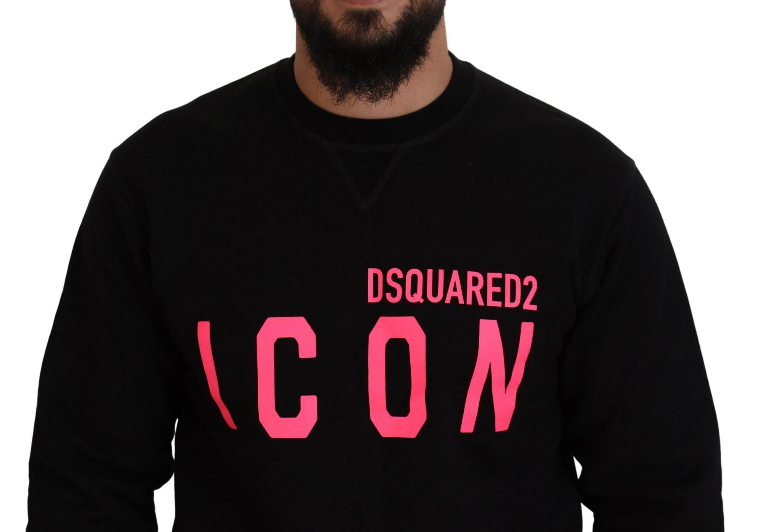 Dsquared² Black Printed Long Sleeves Pullover Sweater - Hilstor