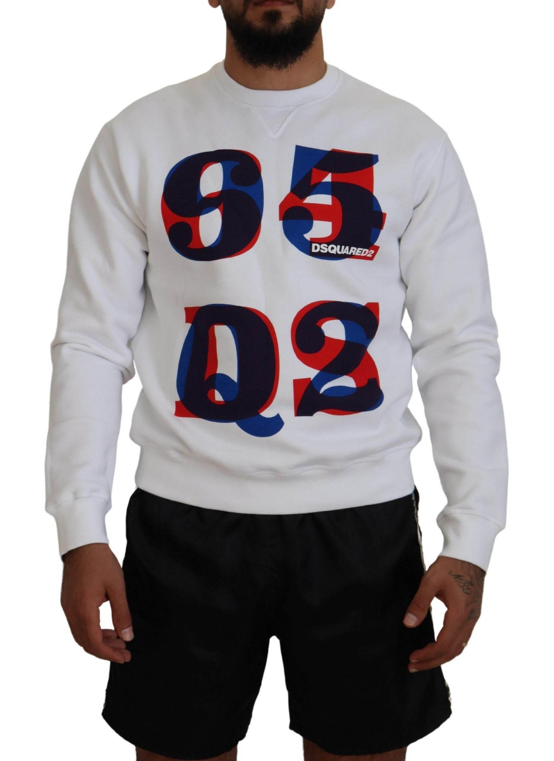 Dsquared² White Printed Long Sleeves Pullover Sweater - Hilstor