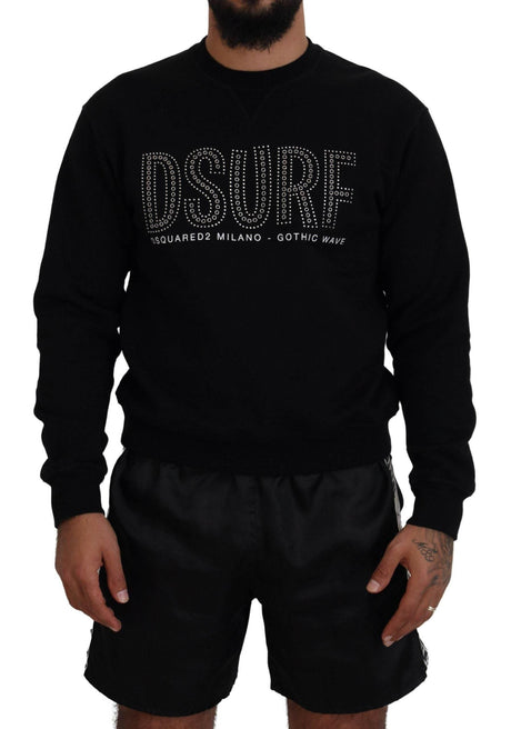 Dsquared² Black Cotton Printed Long Sleeves Pullover Sweater - Hilstor