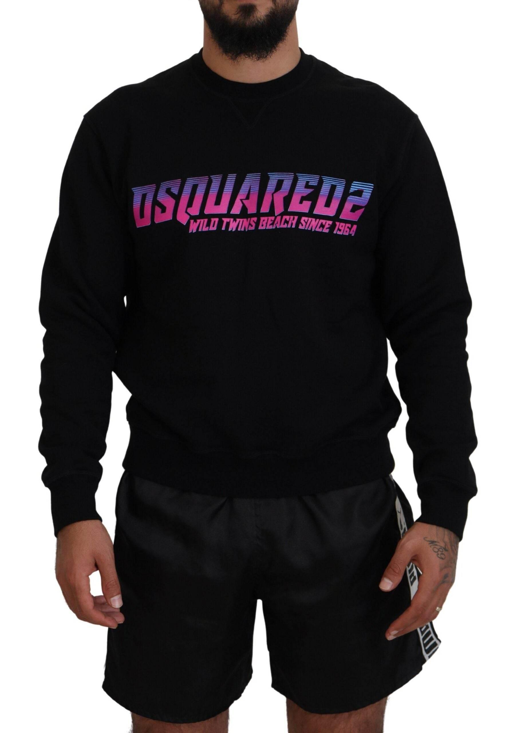 Dsquared² Black Logo Print Long Sleeves Men Pullover Sweater - Hilstor