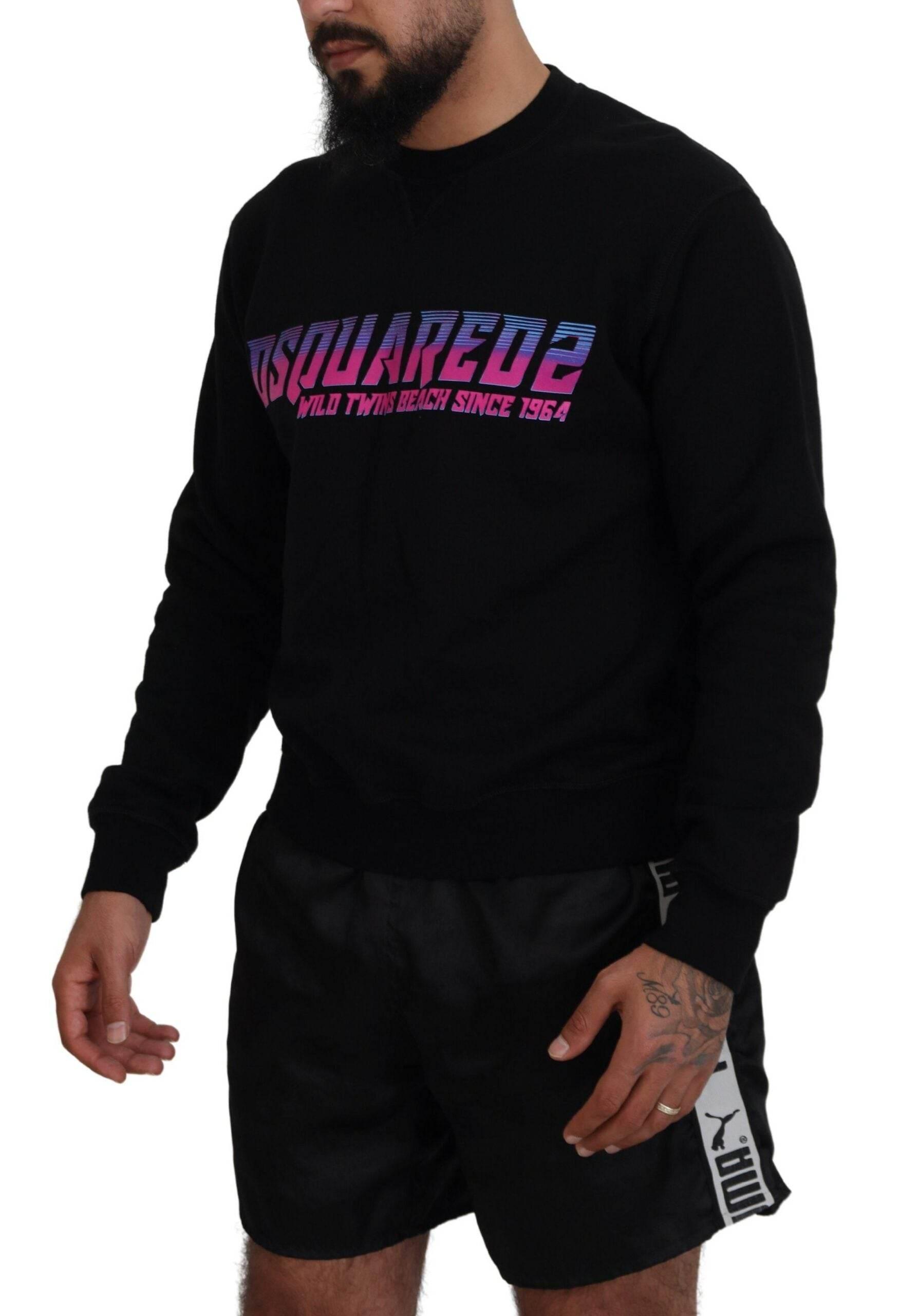 Dsquared² Black Logo Print Long Sleeves Men Pullover Sweater - Hilstor