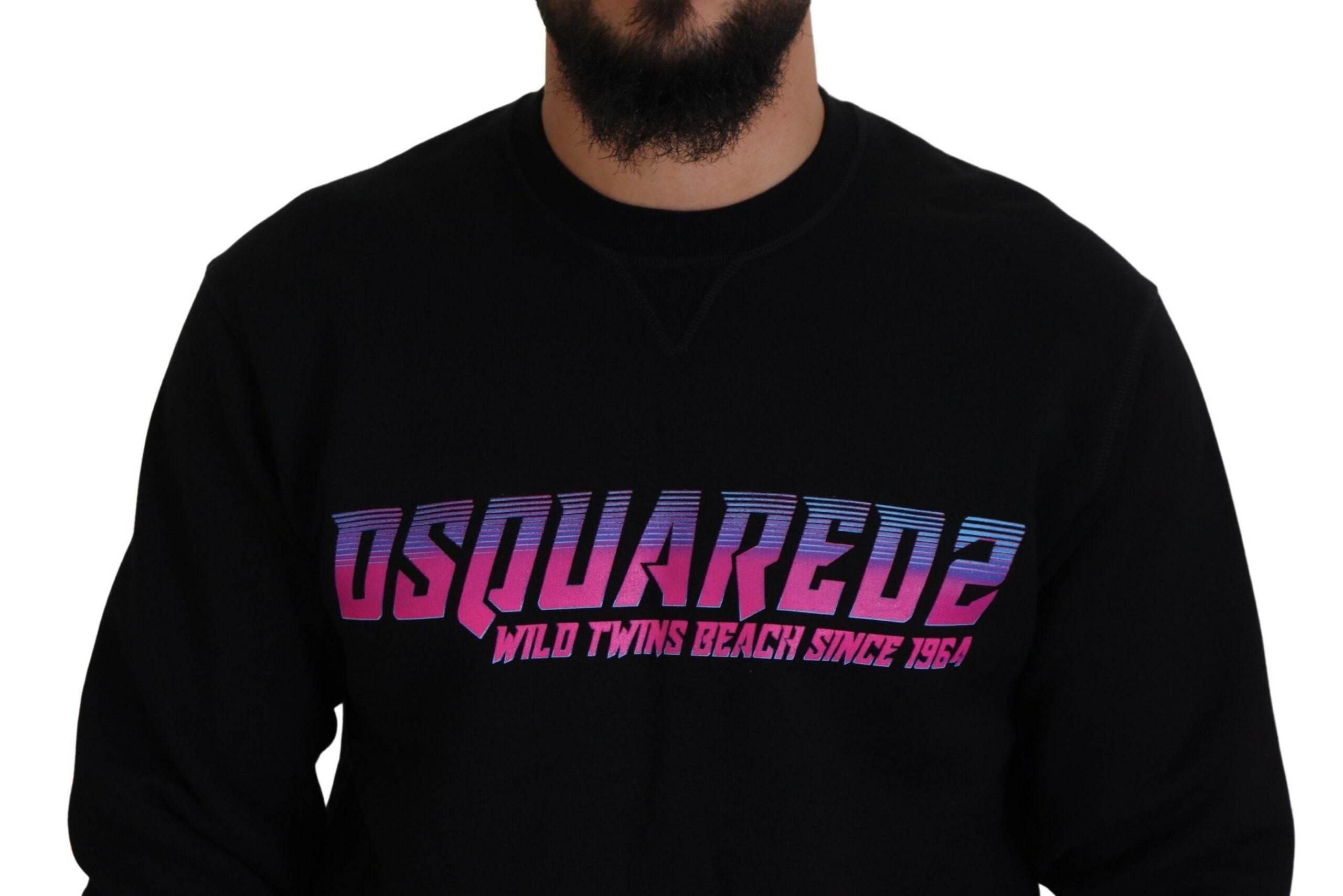 Dsquared² Black Logo Print Long Sleeves Men Pullover Sweater - Hilstor