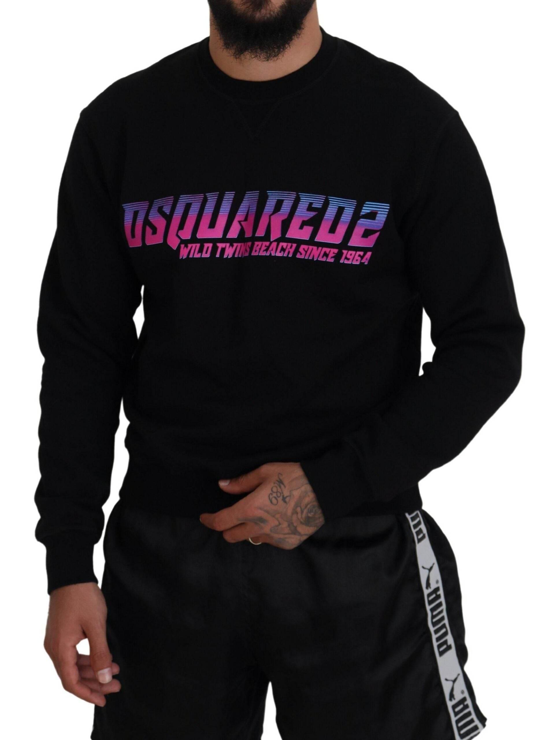 Dsquared² Black Logo Print Long Sleeves Men Pullover Sweater - Hilstor