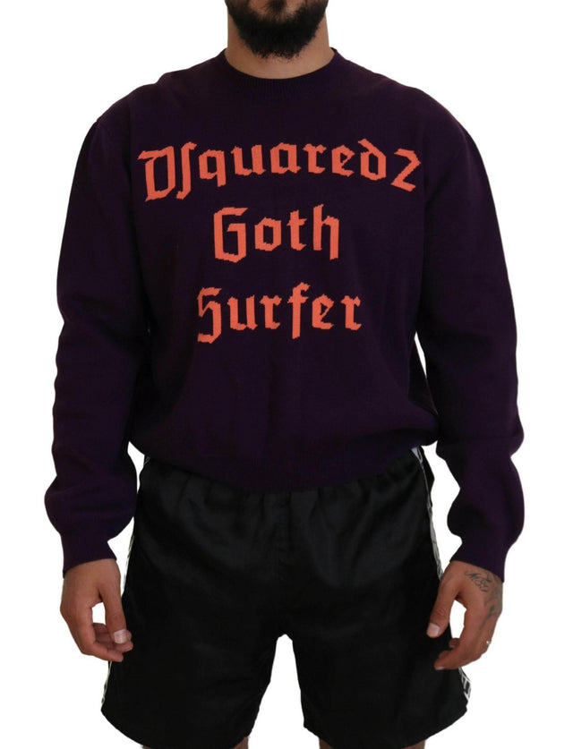 Dsquared² Purple Cotton Printed Men Pullover Sweater - Hilstor