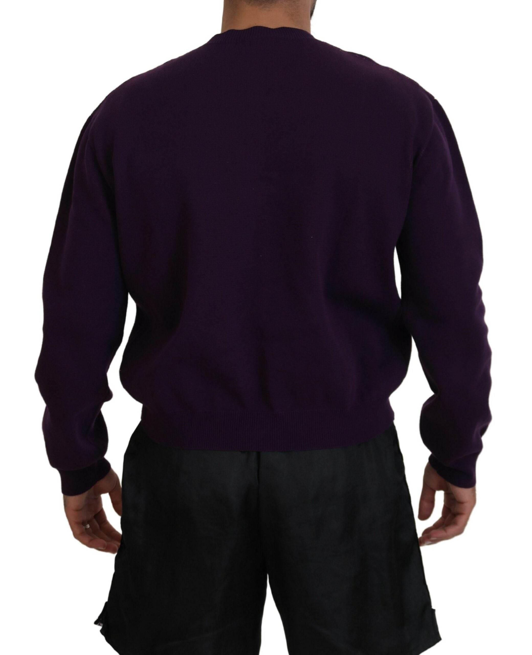 Dsquared² Purple Cotton Printed Men Pullover Sweater - Hilstor