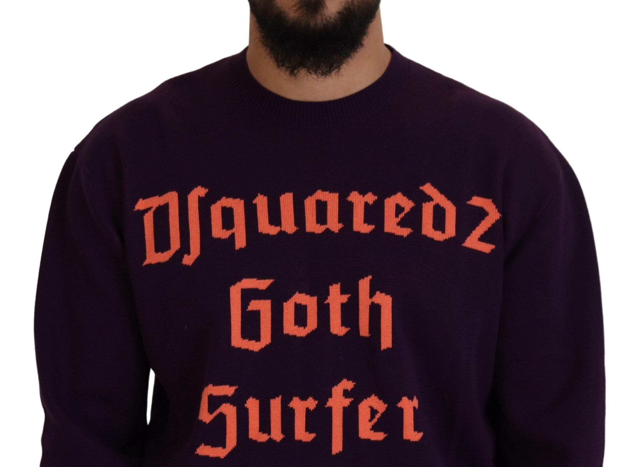 Dsquared² Purple Cotton Printed Men Pullover Sweater - Hilstor