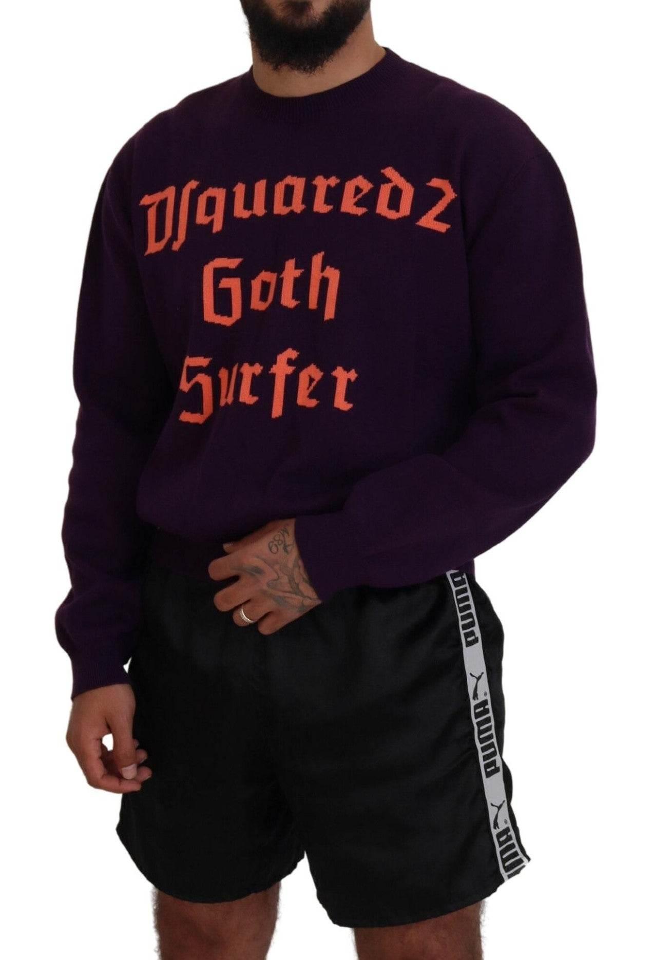 Dsquared² Purple Cotton Printed Men Pullover Sweater - Hilstor