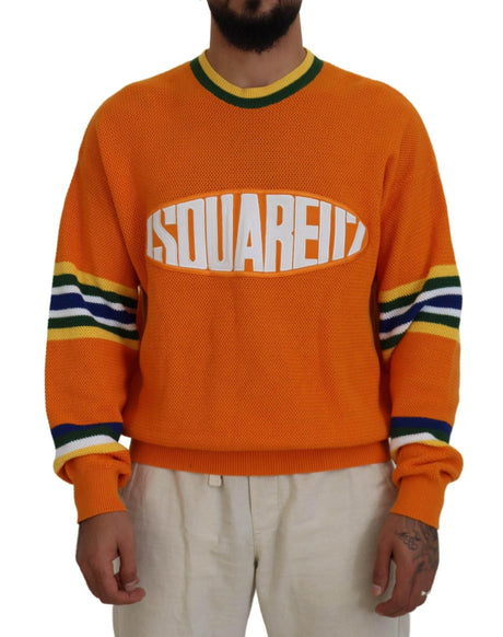 Dsquared² Orange Printed Long Sleeves Men Pullover Sweater - Hilstor