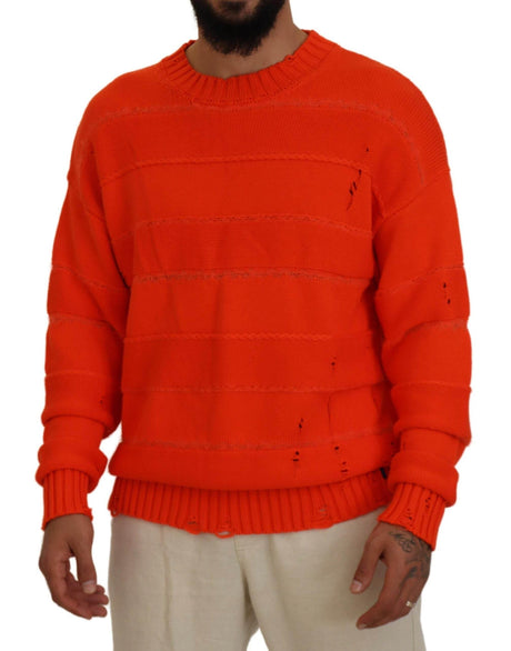 Dsquared² Orange Cotton Long Sleeves Men Pullover Sweater - Hilstor