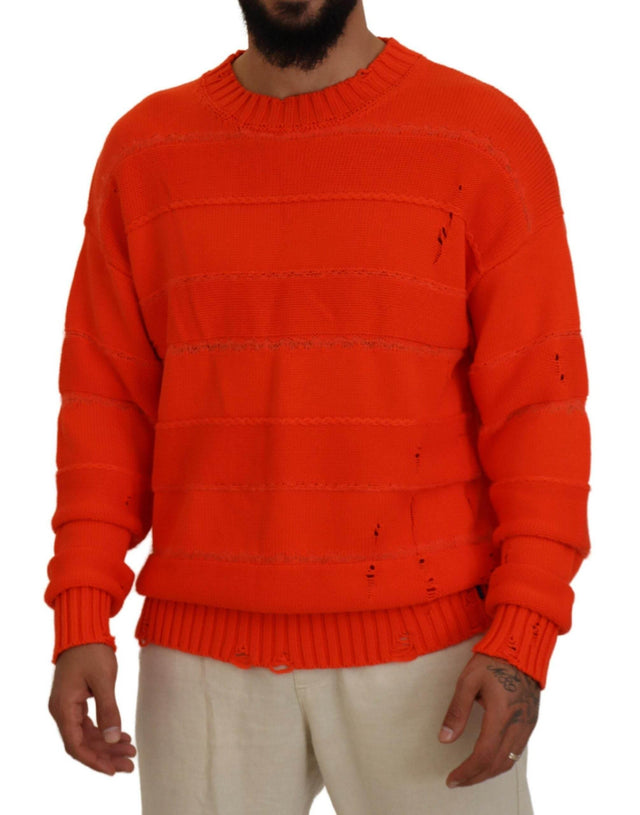 Dsquared² Orange Cotton Long Sleeves Men Pullover Sweater - Hilstor
