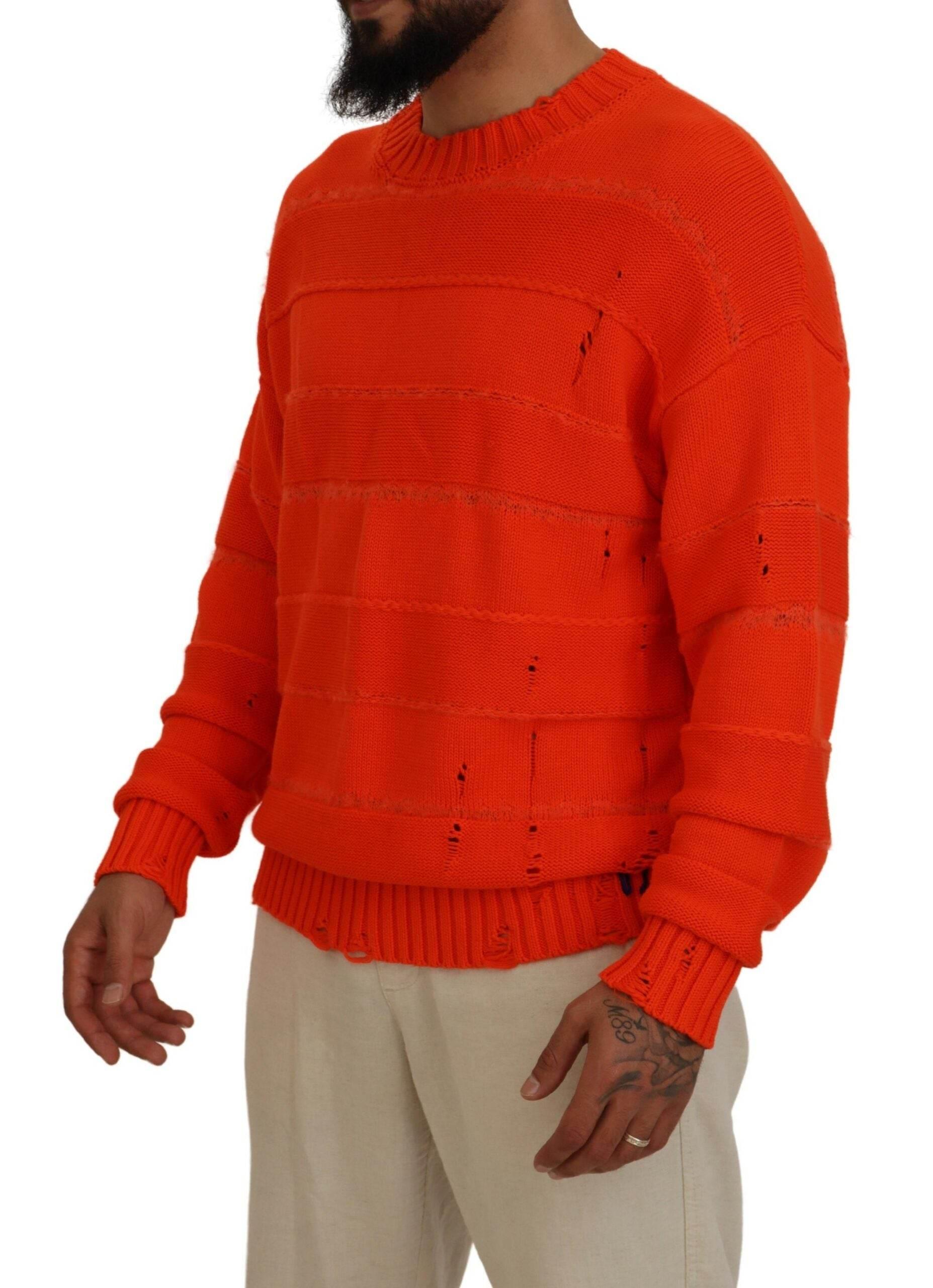 Dsquared² Orange Cotton Long Sleeves Men Pullover Sweater - Hilstor