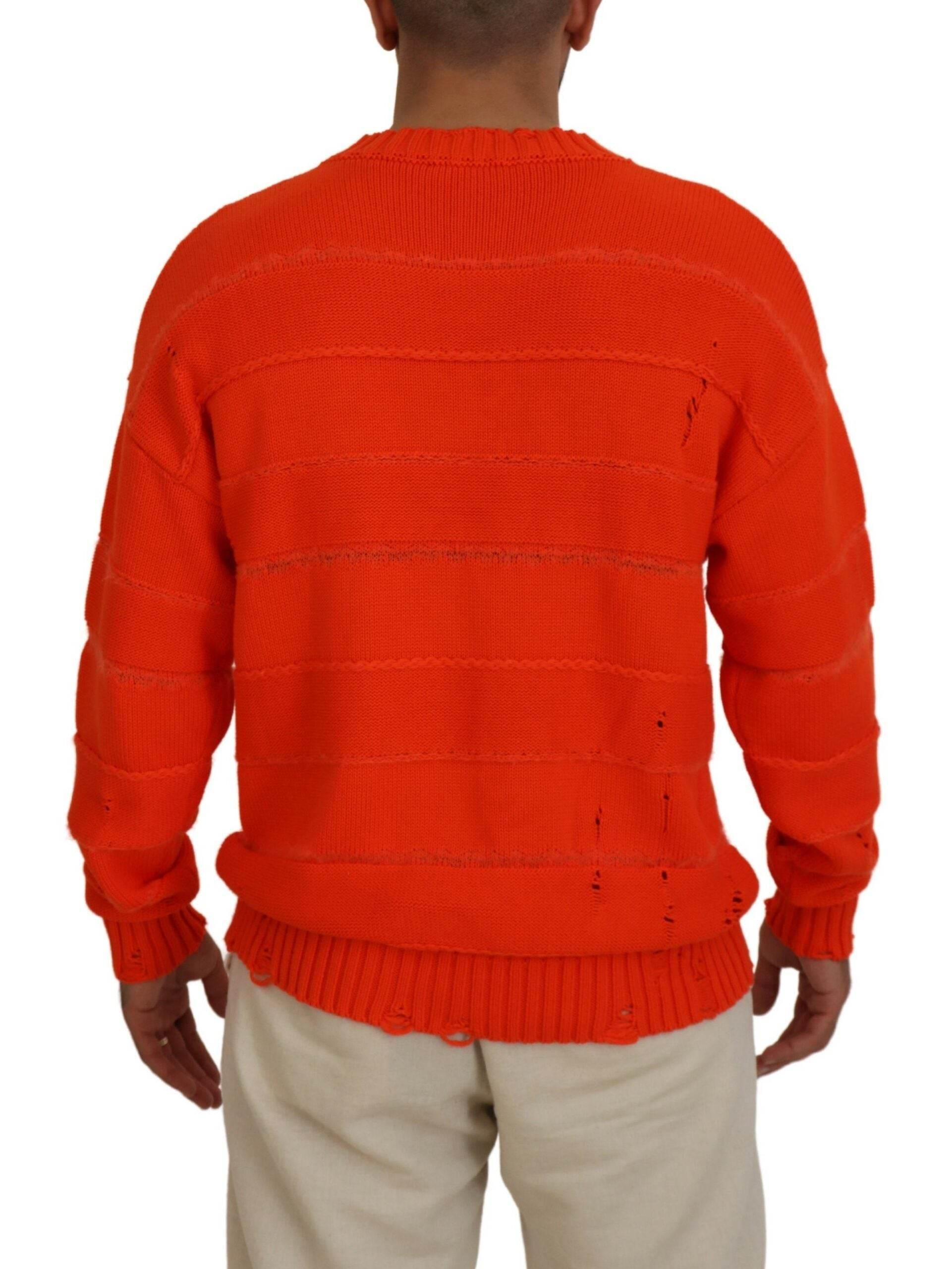 Dsquared² Orange Cotton Long Sleeves Men Pullover Sweater - Hilstor