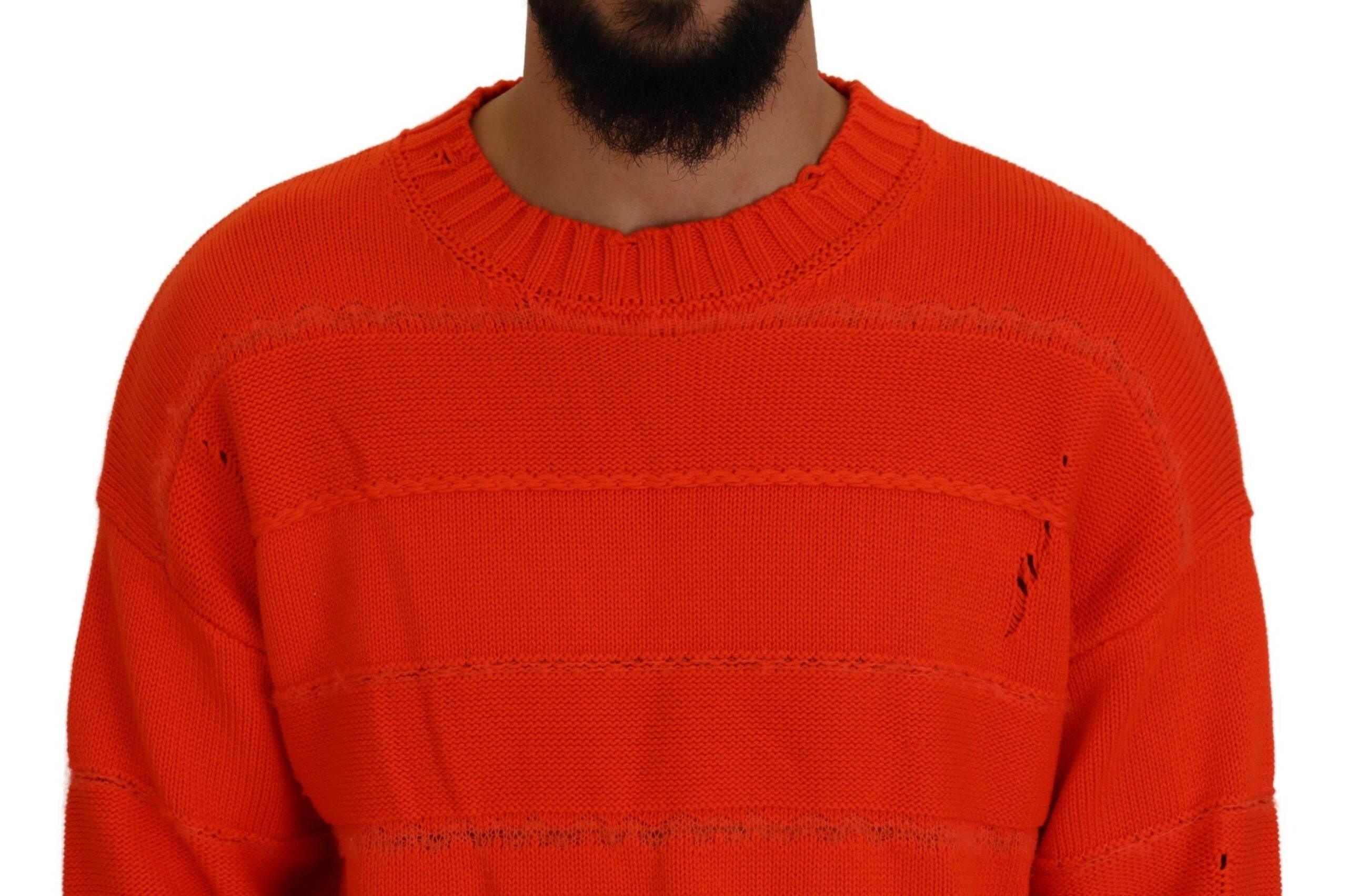 Dsquared² Orange Cotton Long Sleeves Men Pullover Sweater - Hilstor