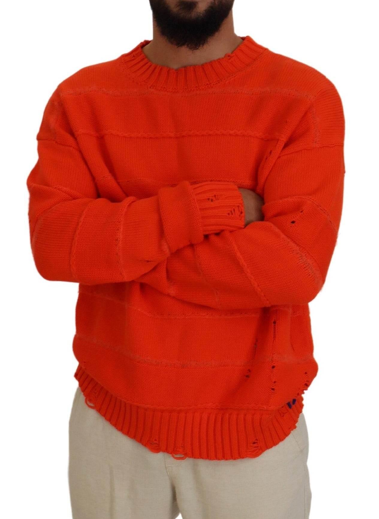 Dsquared² Orange Cotton Long Sleeves Men Pullover Sweater - Hilstor