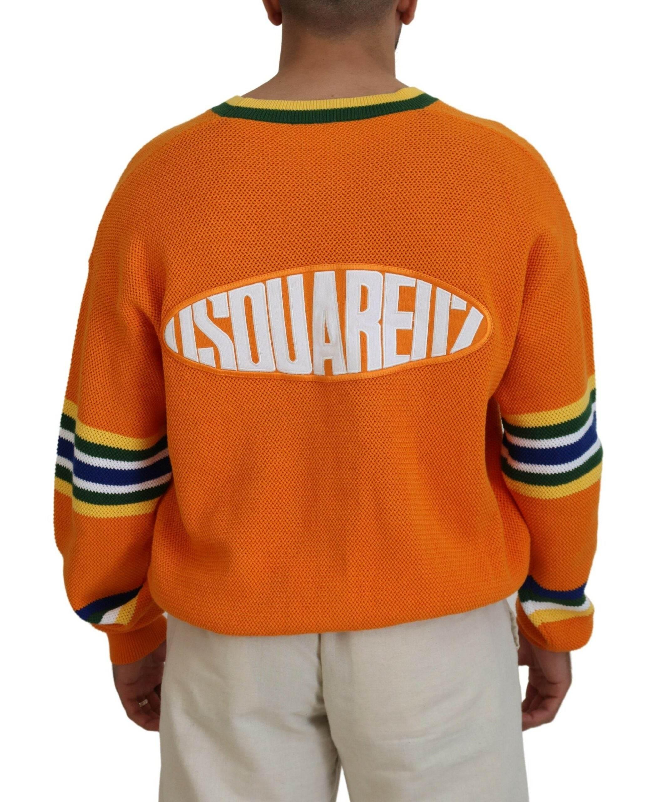 Dsquared² Orange Cotton Long Sleeves Men Cardigan Sweater - Hilstor