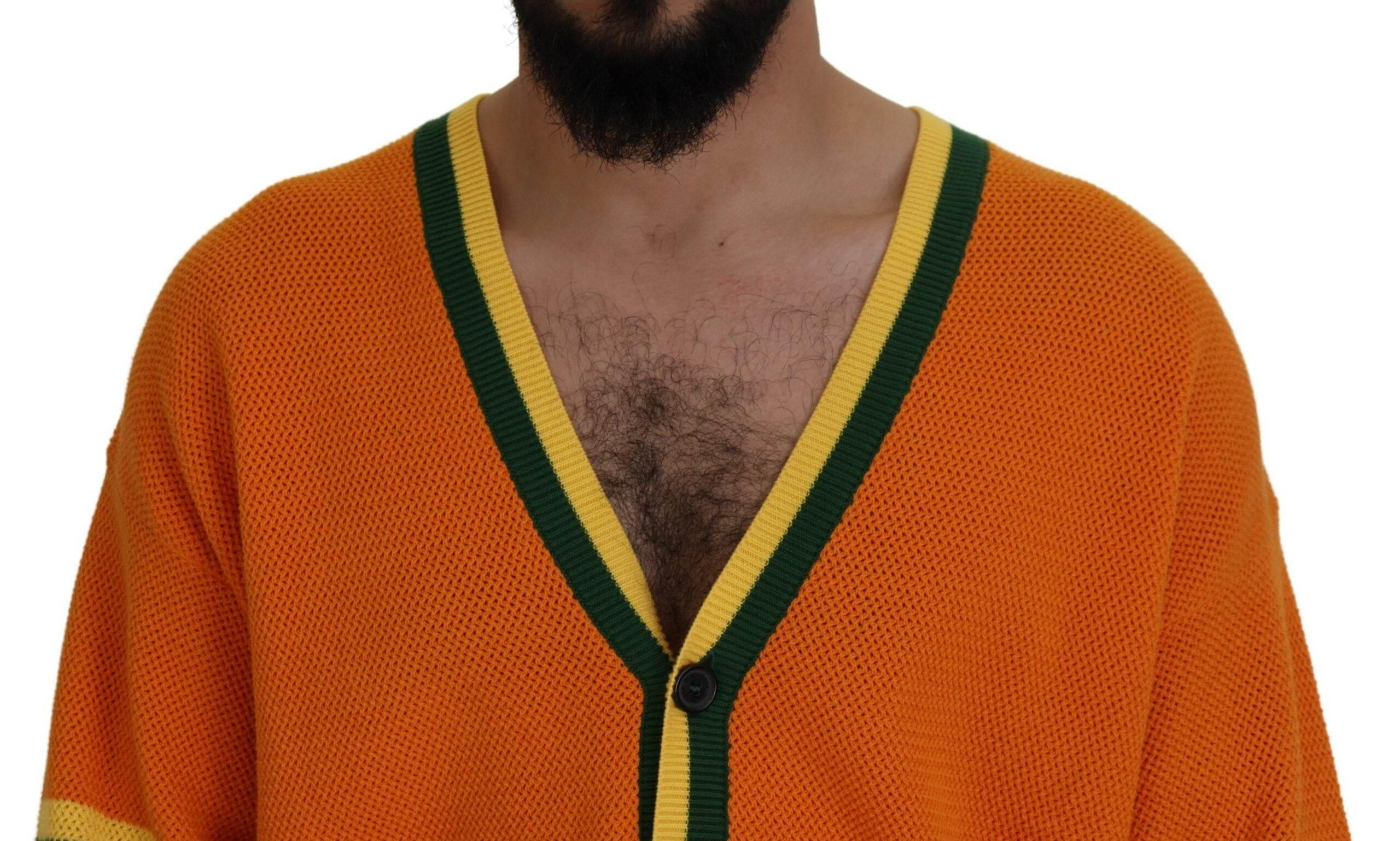 Dsquared² Orange Cotton Long Sleeves Men Cardigan Sweater - Hilstor