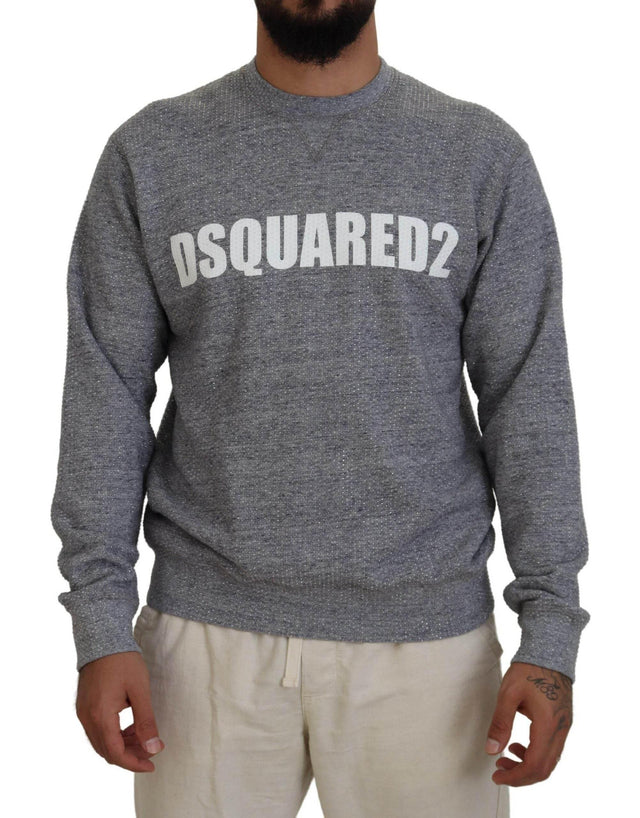 Dsquared² Gray Crystal Embellishment Men Pullover Sweater - Hilstor