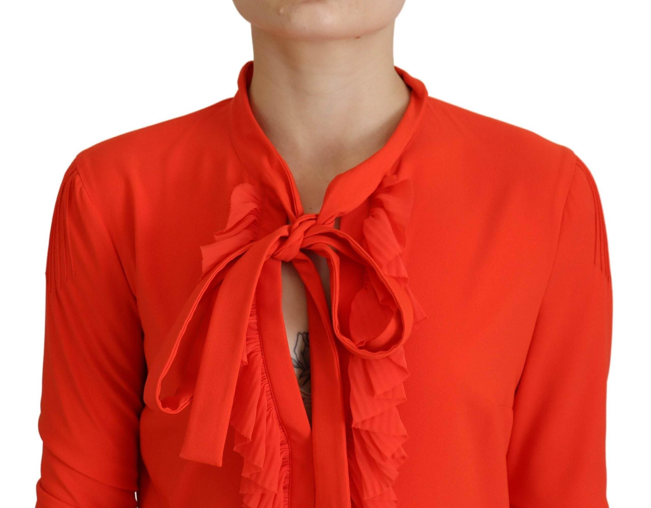 Dsquared² Red Polyester Long Sleeves Pleated Midi Dress - Hilstor
