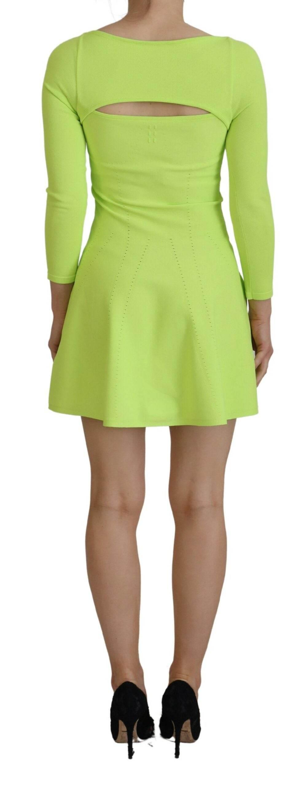 Dsquared² Green Viscose Long Sleeve A-line Sheath Mini Dress - Hilstor