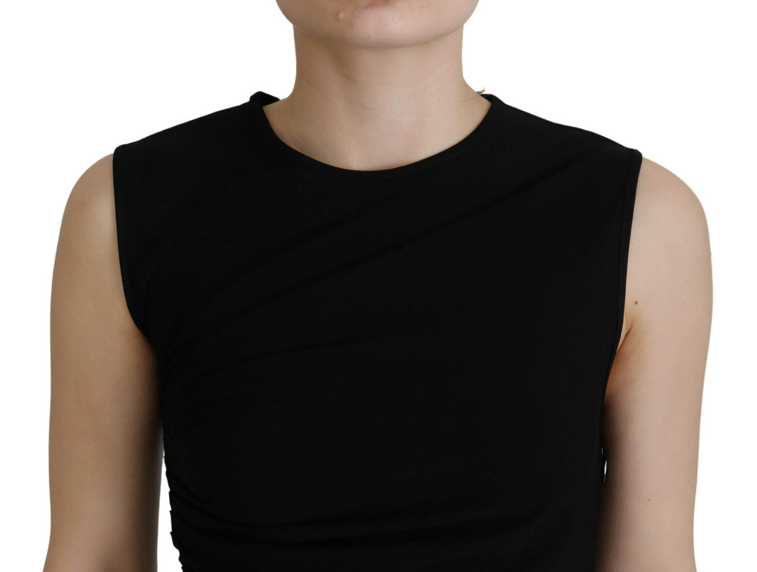 Dsquared² Black Viscose Sleeveless Ruched Maxi Dress - Hilstor