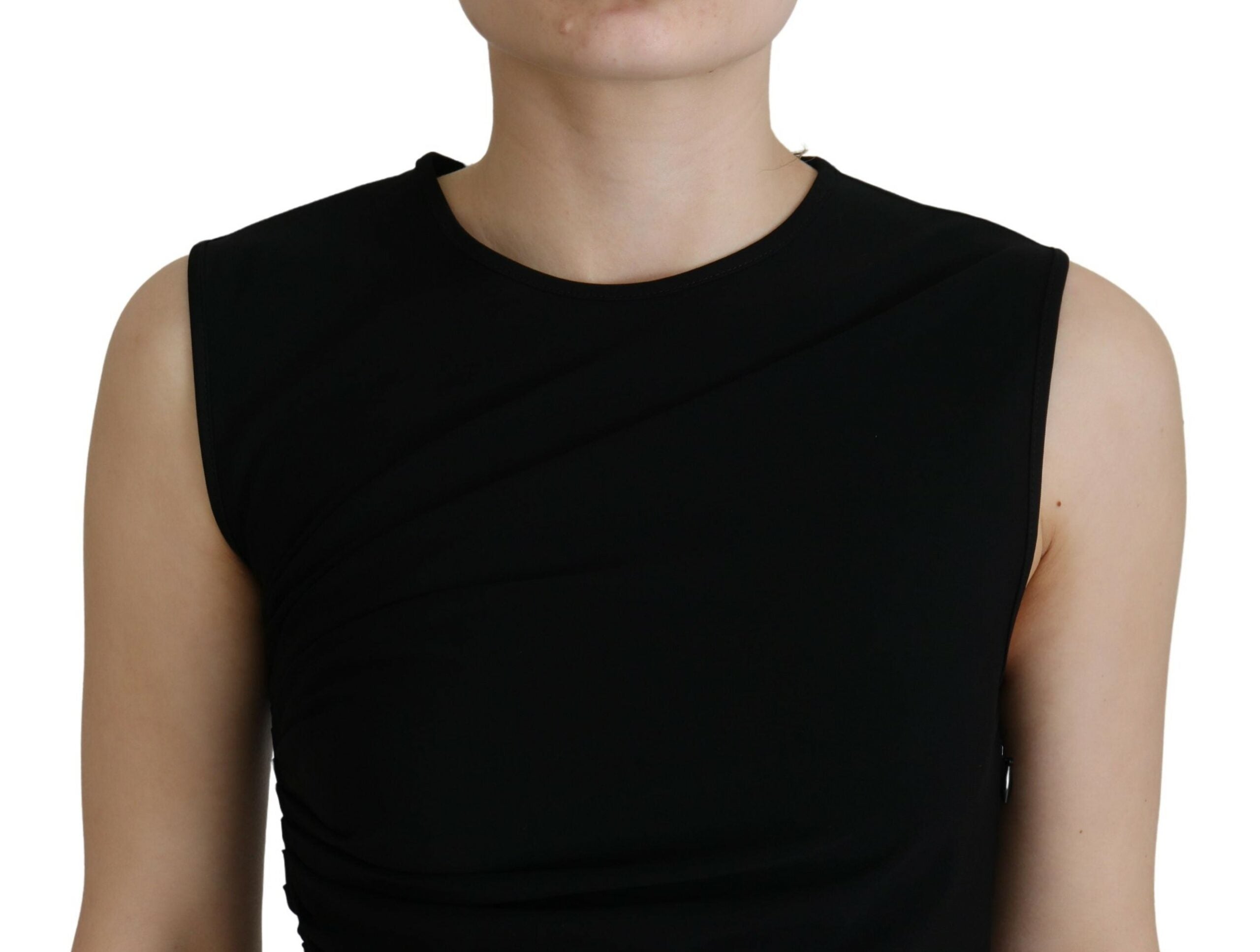 Dsquared² Sort viskose ærmeløs Ruched Maxi-kjole