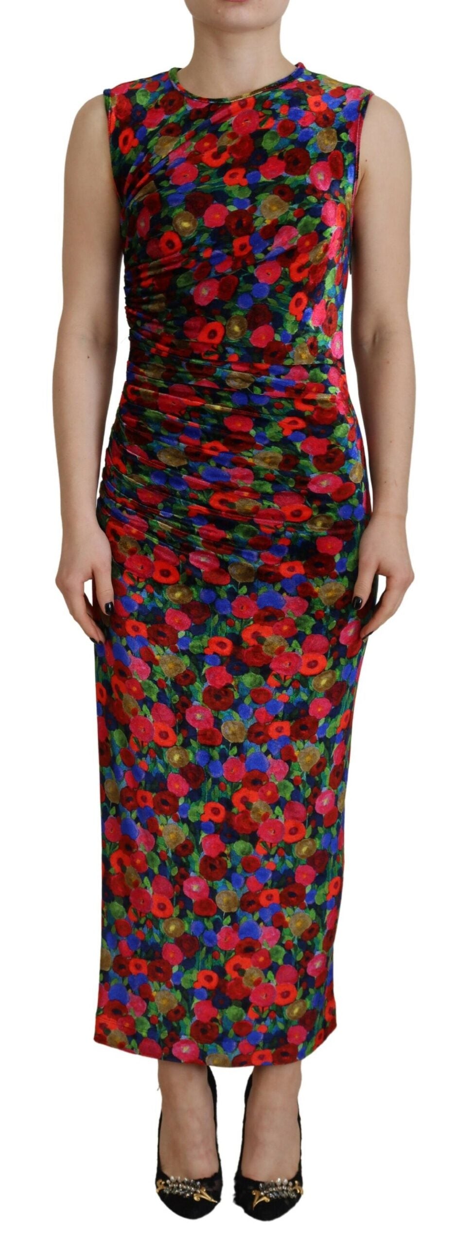Dsquared² Multicolor Floral Bodycon Ruched Maxikjole