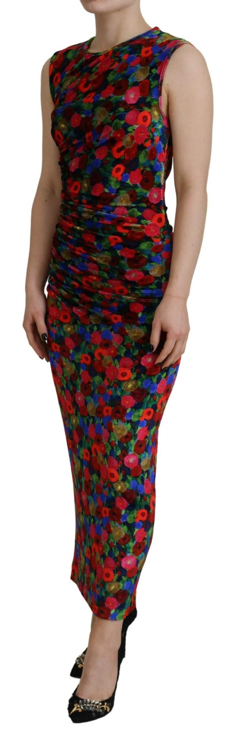 Dsquared² Multicolor Floral Bodycon Ruched Maxi Dress - Hilstor