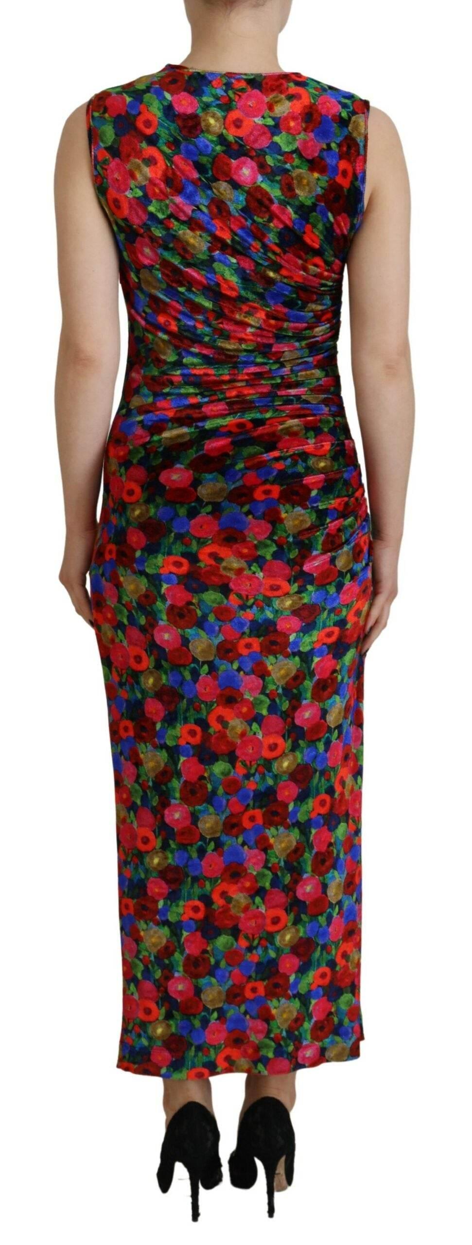 Dsquared² Multicolor Floral Bodycon Ruched Maxi Dress - Hilstor
