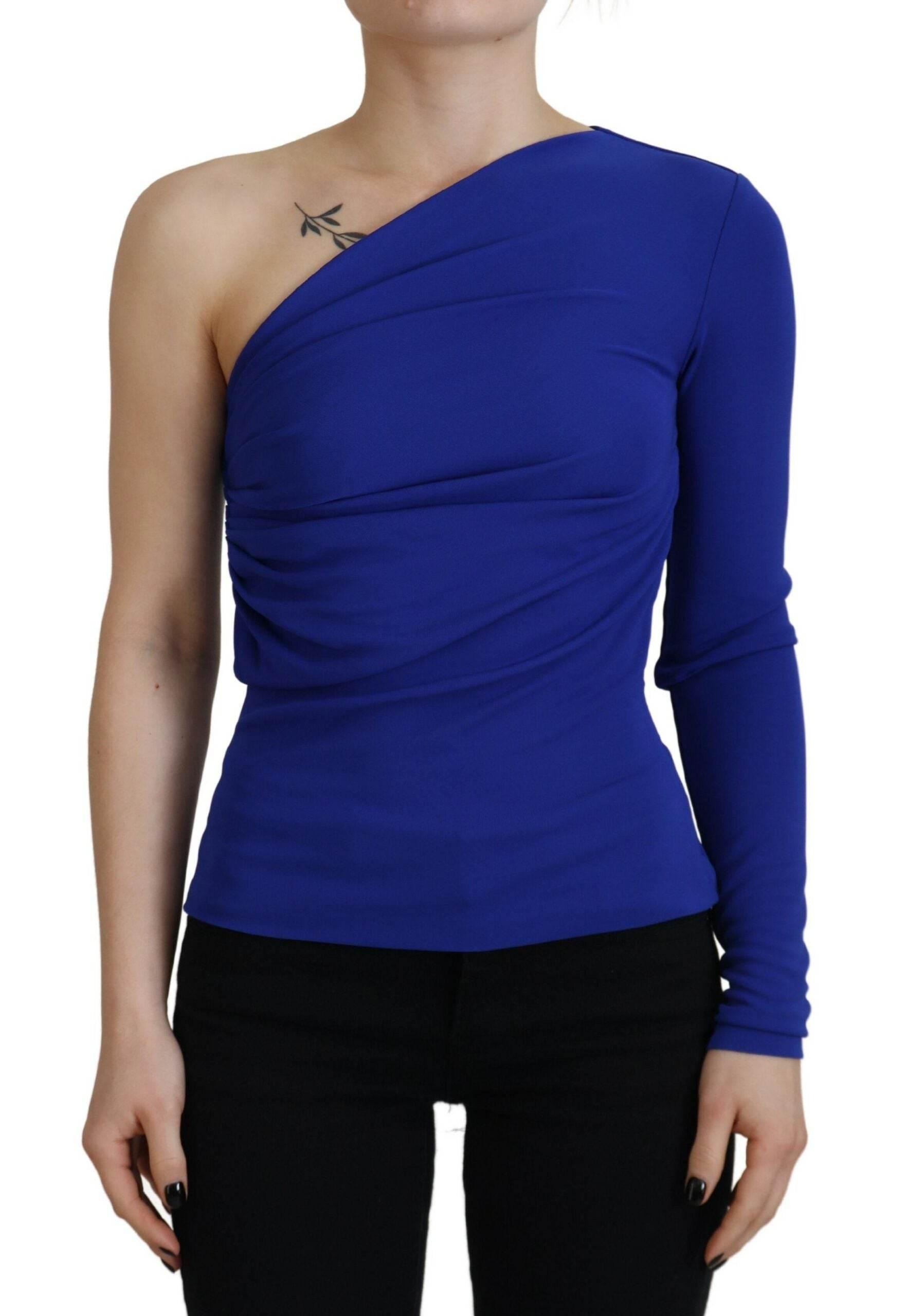 Dsquared² Blue Viscose One Shoulder Slim Fit Blouse Top - Hilstor