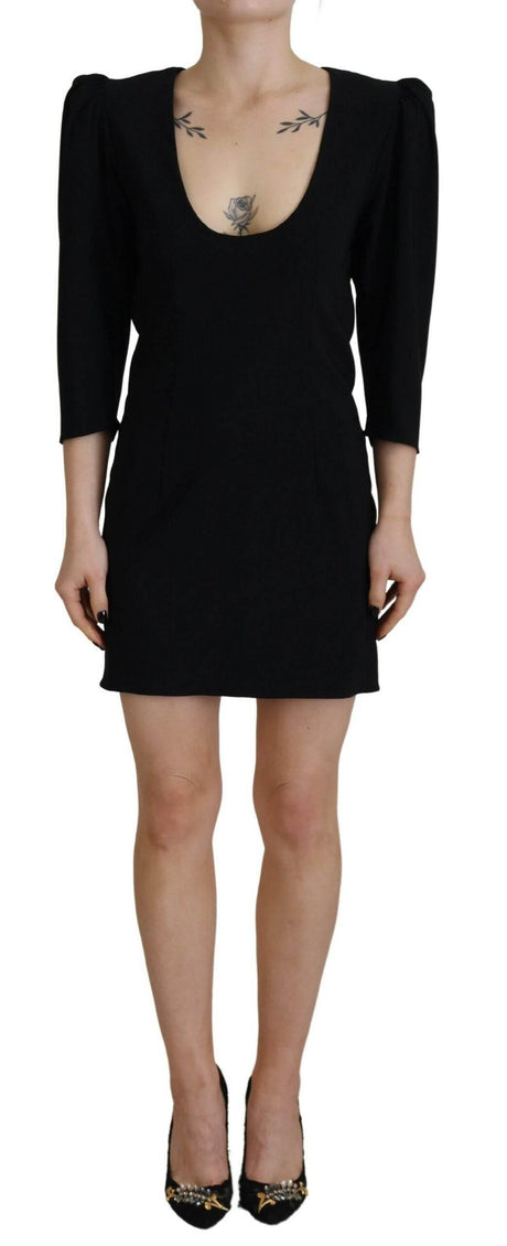 Dsquared² Black Polyester Long Sleeves Bodycon Sheath Dress - Hilstor