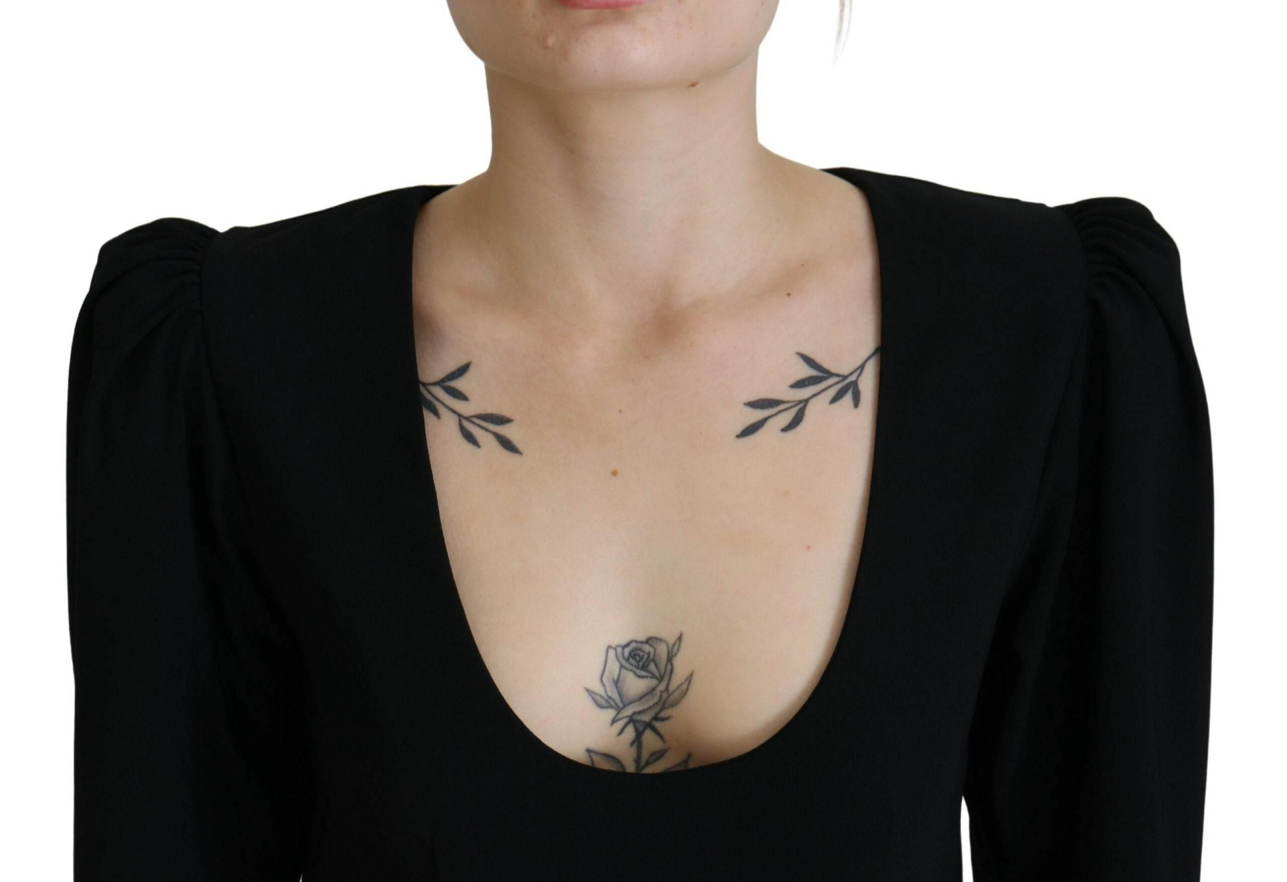 Dsquared² Black Polyester Long Sleeves Bodycon Sheath Dress - Hilstor