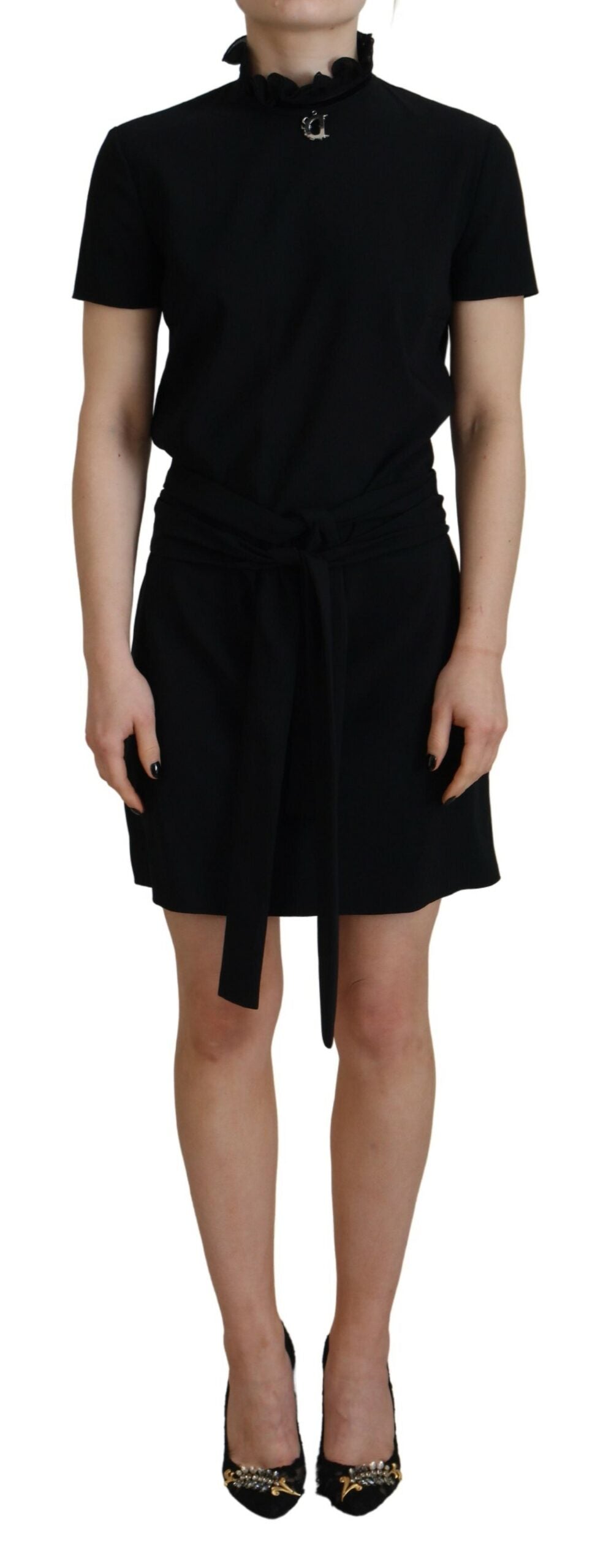 Dsquared² sort polyester korte ærmer skede mini kjole