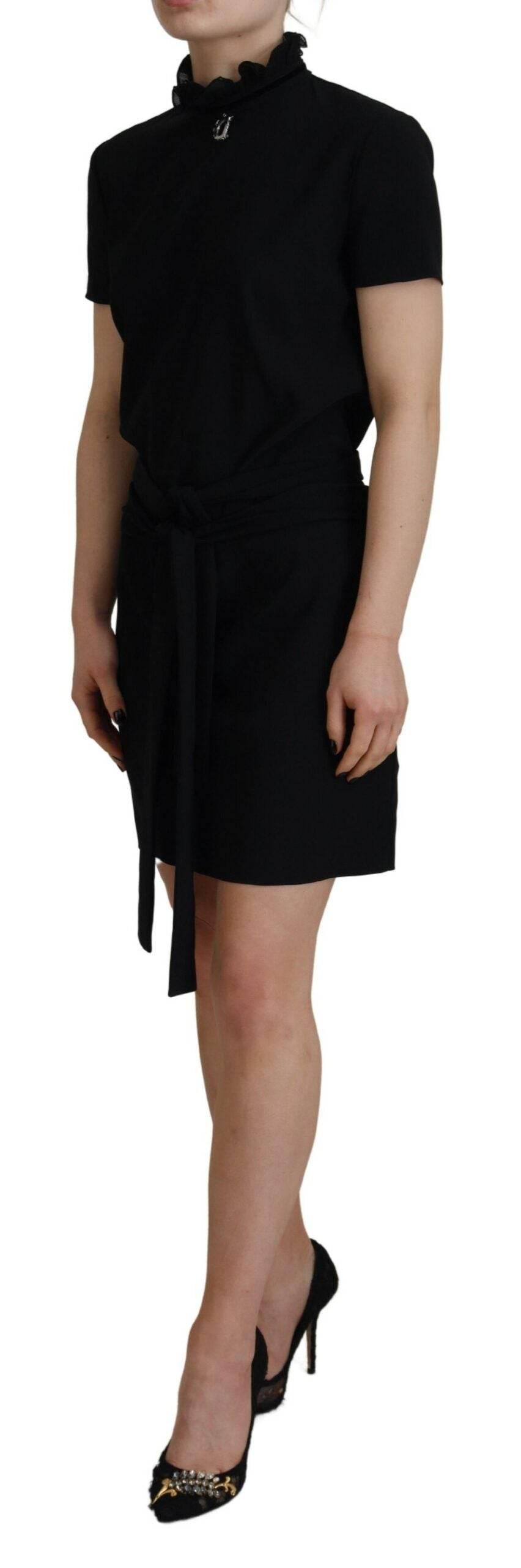 Dsquared² Black Polyester Short Sleeves Sheath Mini Dress - Hilstor