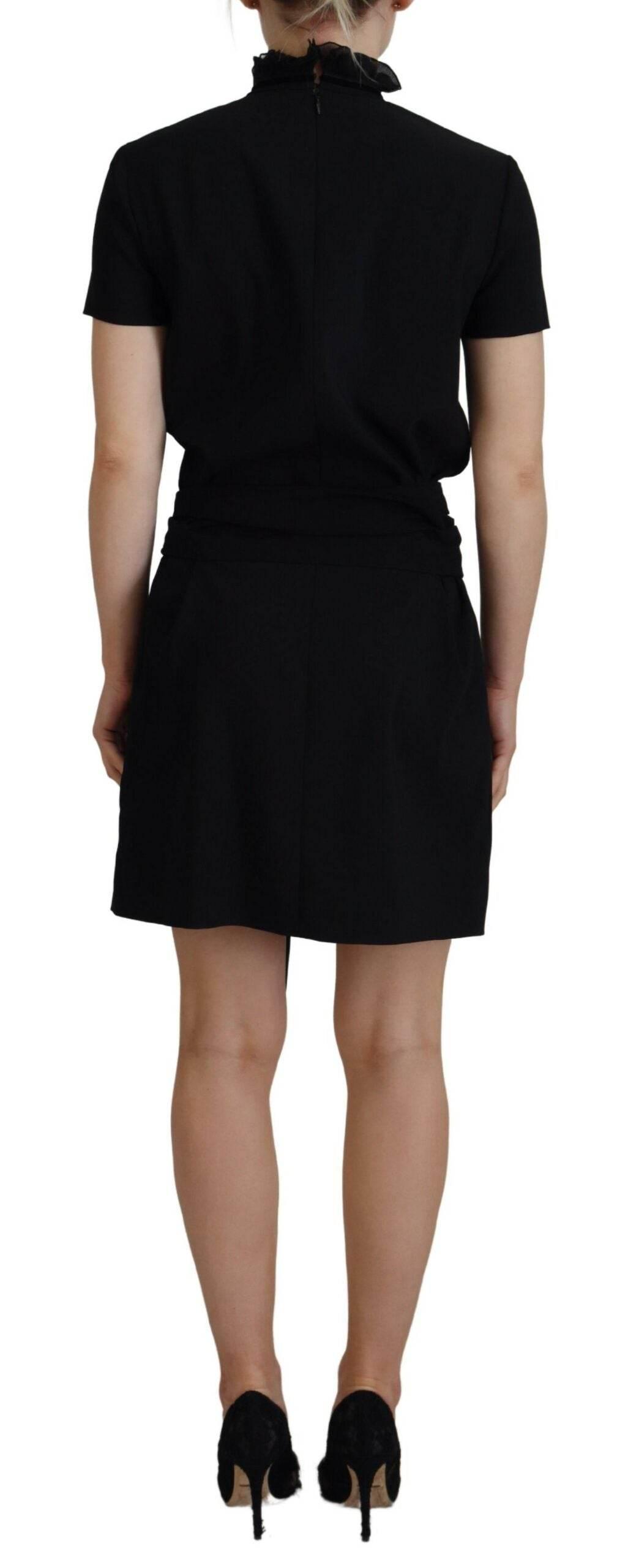 Dsquared² Black Polyester Short Sleeves Sheath Mini Dress - Hilstor