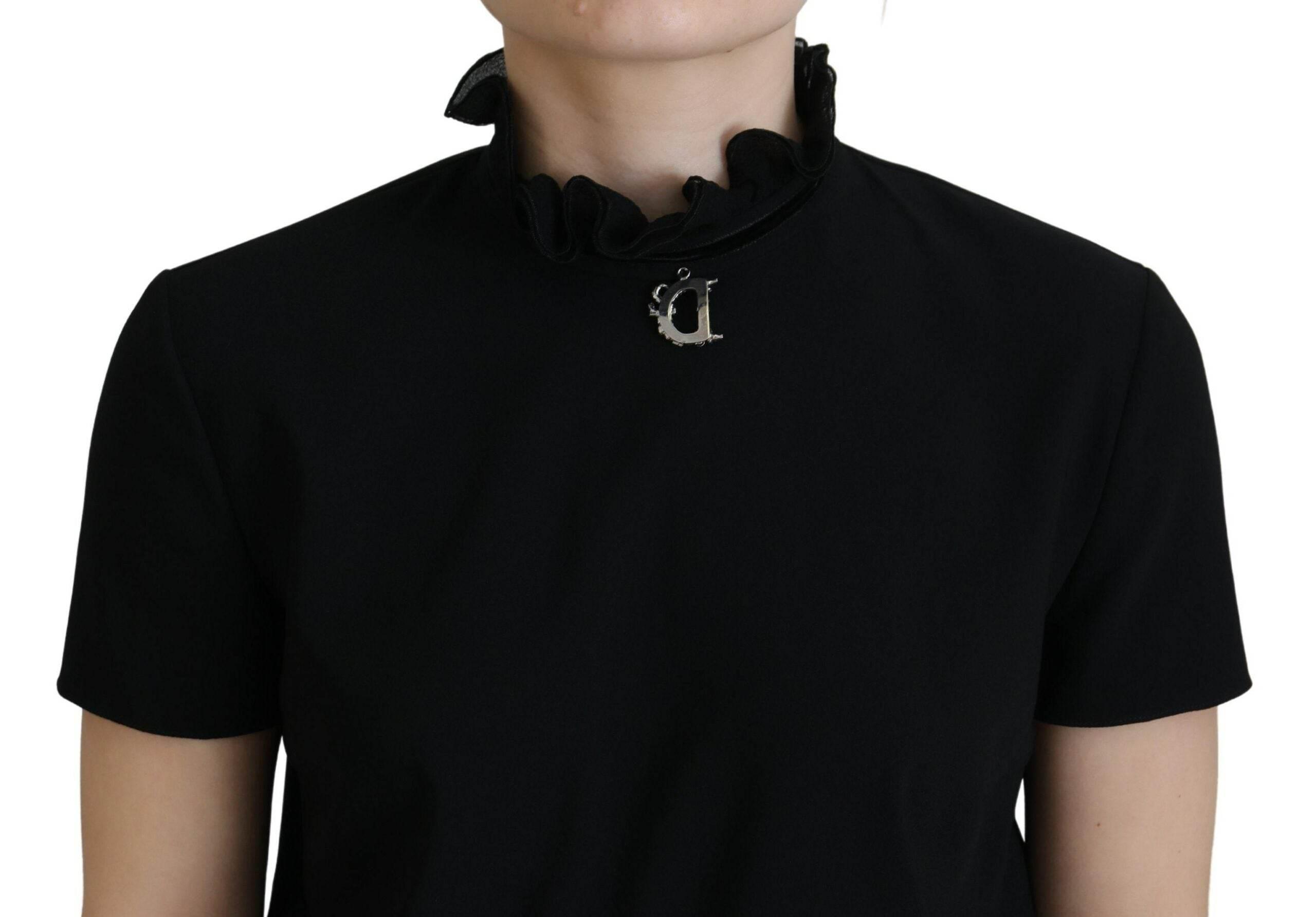 Dsquared² Black Polyester Short Sleeves Sheath Mini Dress - Hilstor