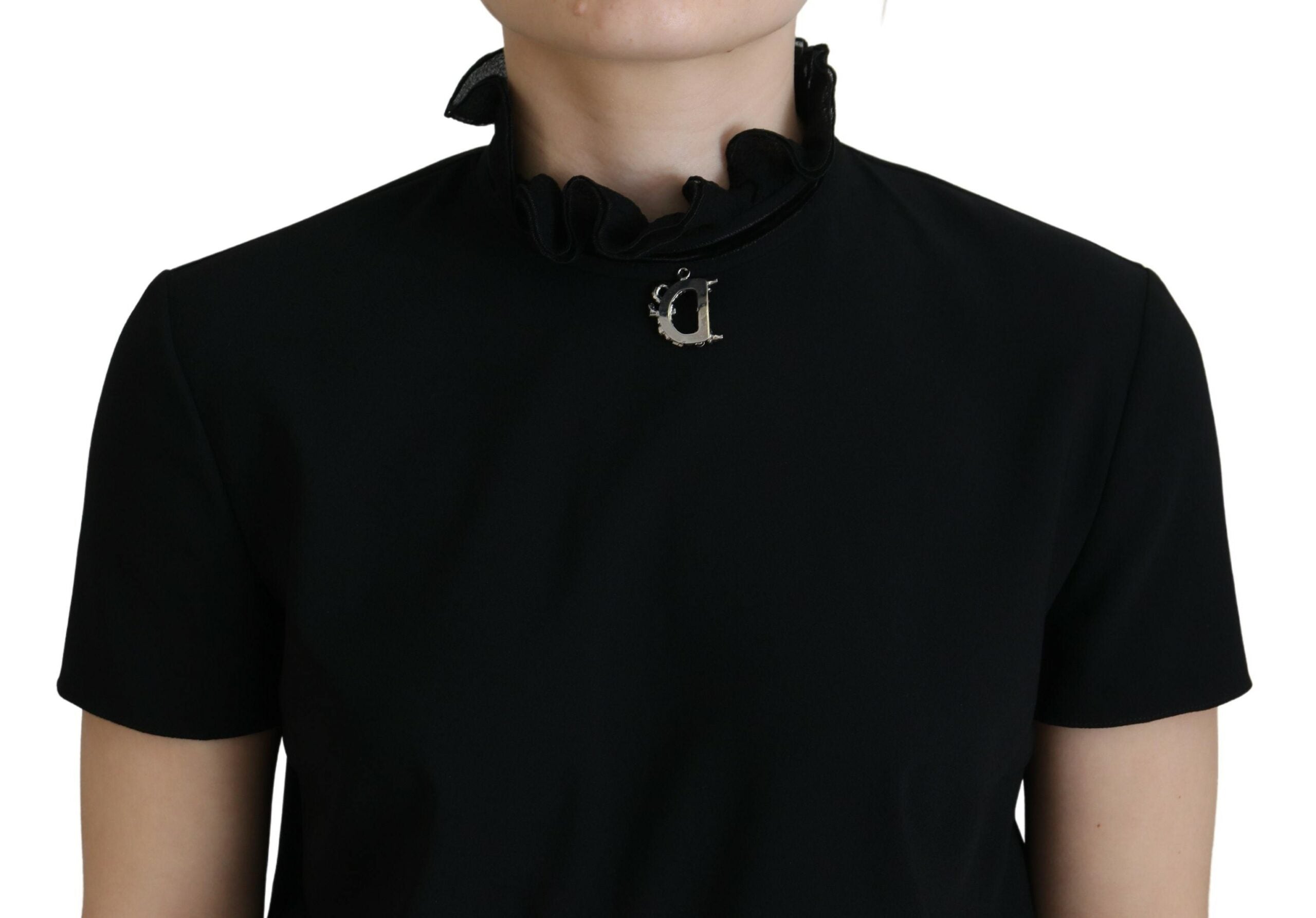 Dsquared² sort polyester korte ærmer skede mini kjole