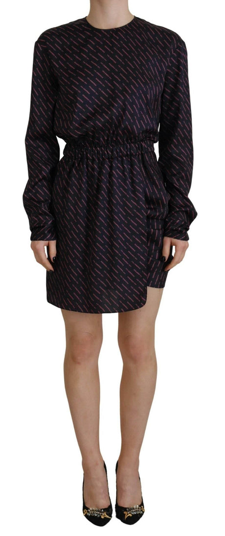 Dsquared² Black Logo Print Long Sleeves A-line Mini Dress - Hilstor