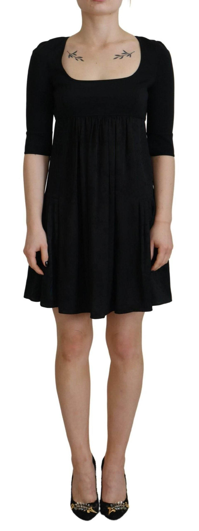 Dsquared² Black Acetate Short Sleeves A-line Sheath Dress - Hilstor