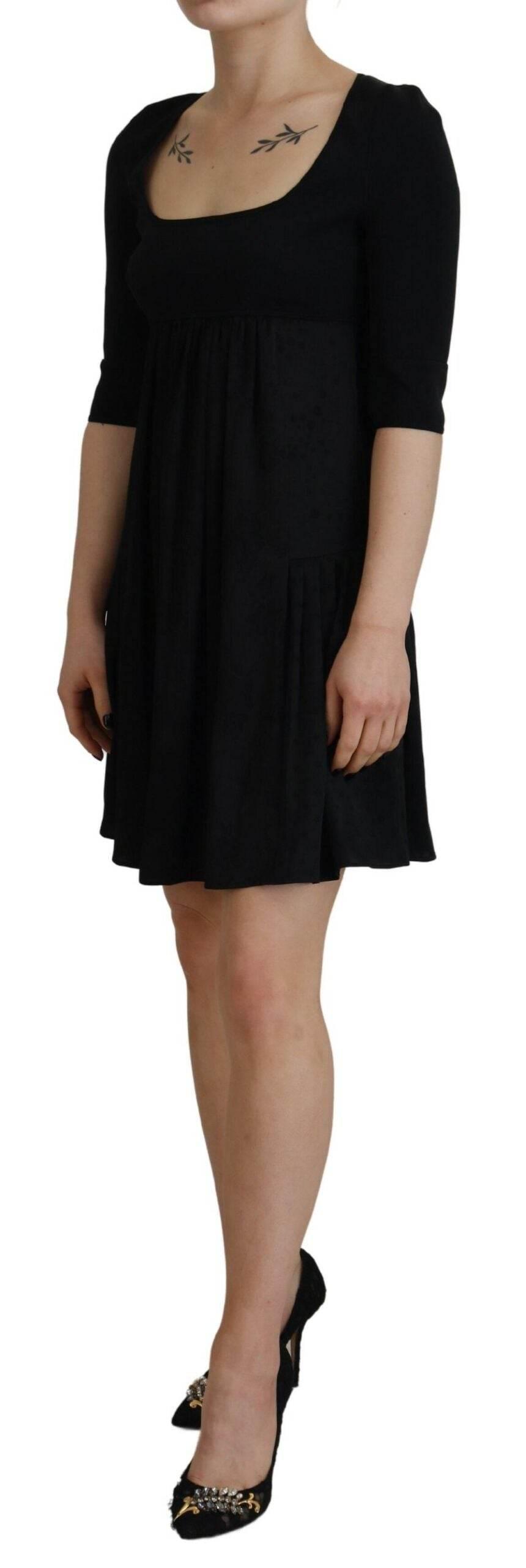 Dsquared² Black Acetate Short Sleeves A-line Sheath Dress - Hilstor