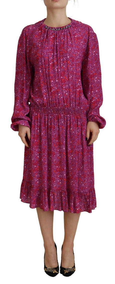 Dsquared² Fuchsia Stars Embellished Long Sleeves Dress - Hilstor