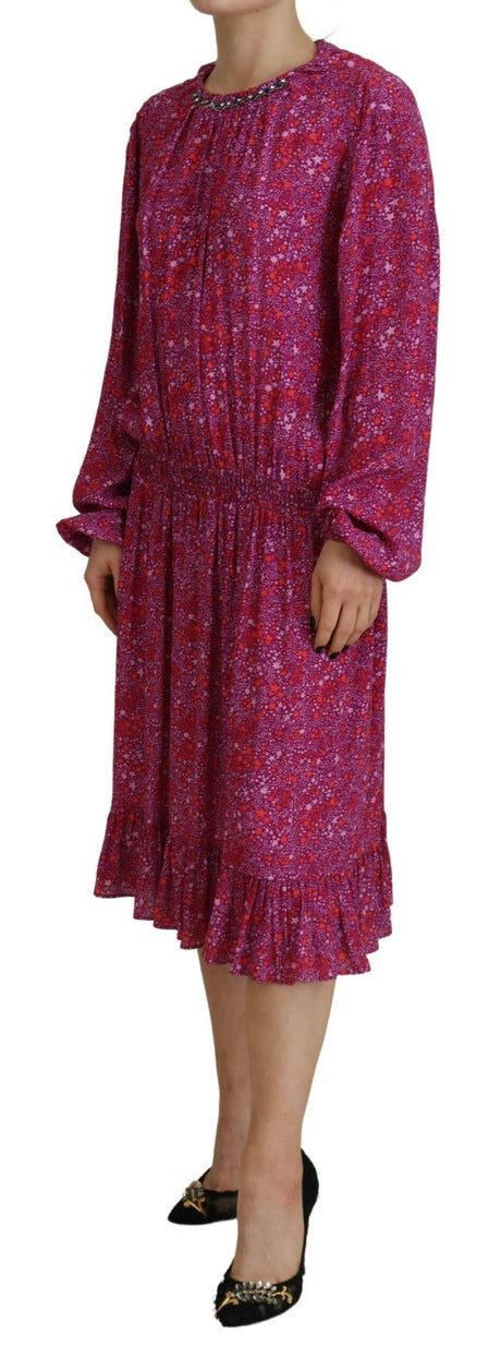 Dsquared² Fuchsia Stars Embellished Long Sleeves Dress - Hilstor