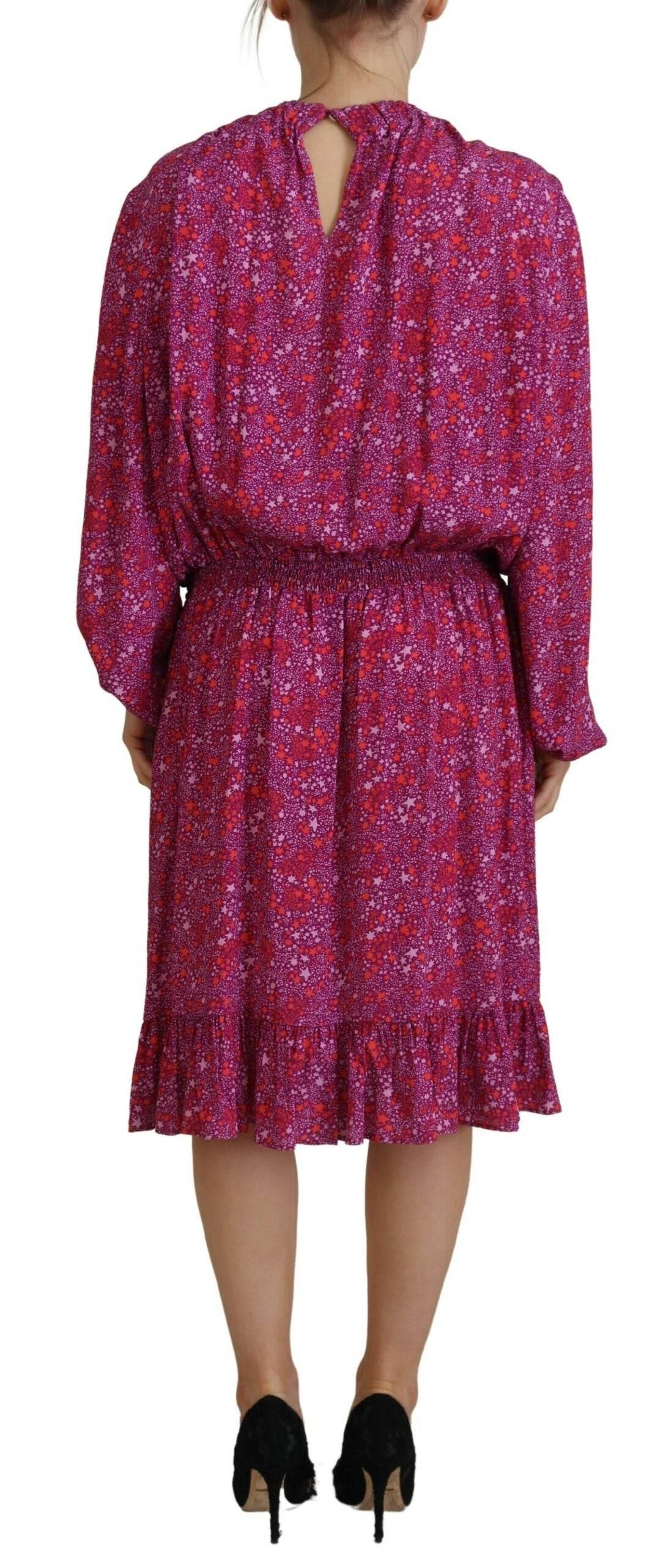 Dsquared² Fuchsia Stars Embellished Long Sleeves Dress - Hilstor