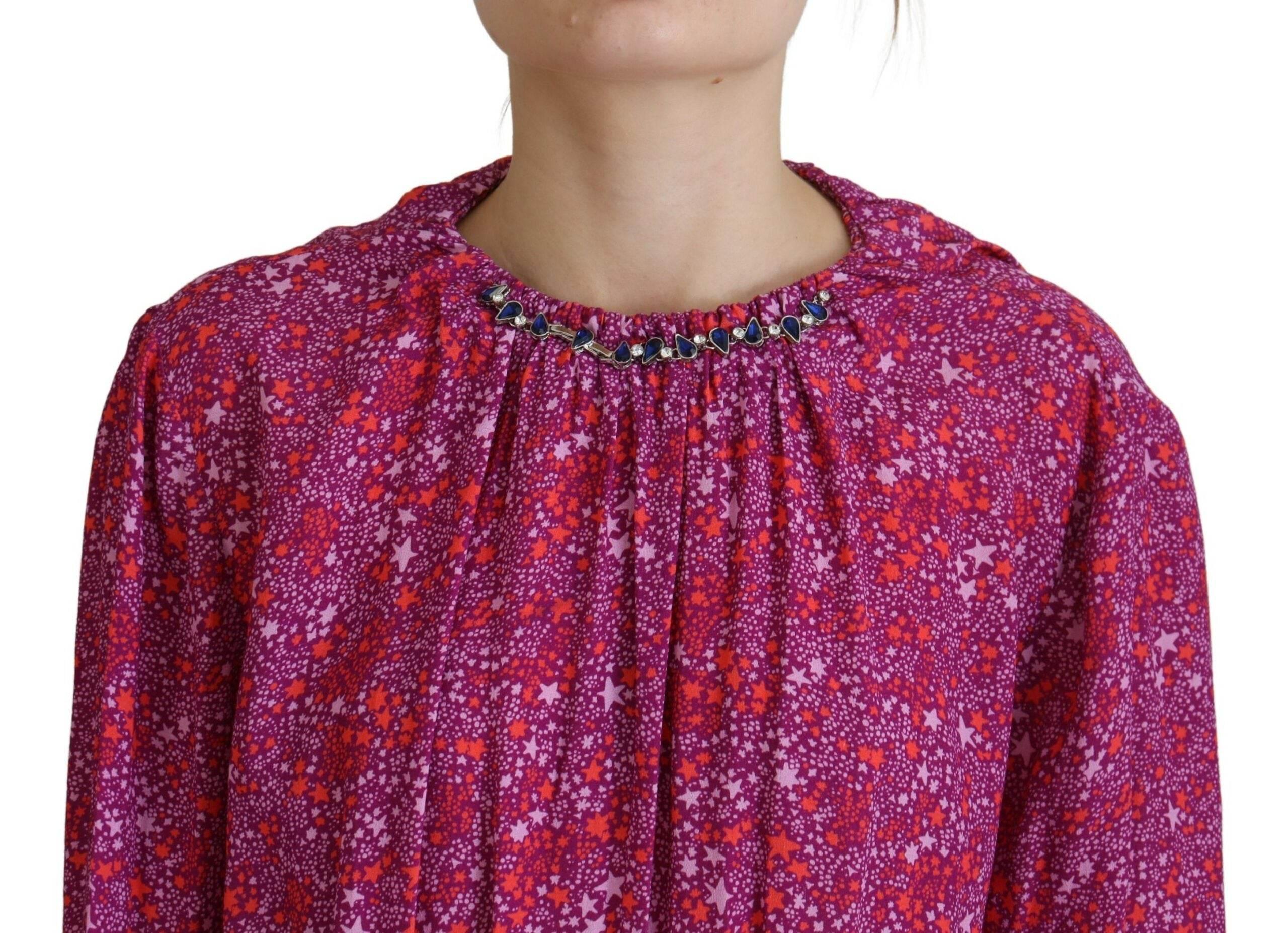 Dsquared² Fuchsia Stars Embellished Long Sleeves Dress - Hilstor