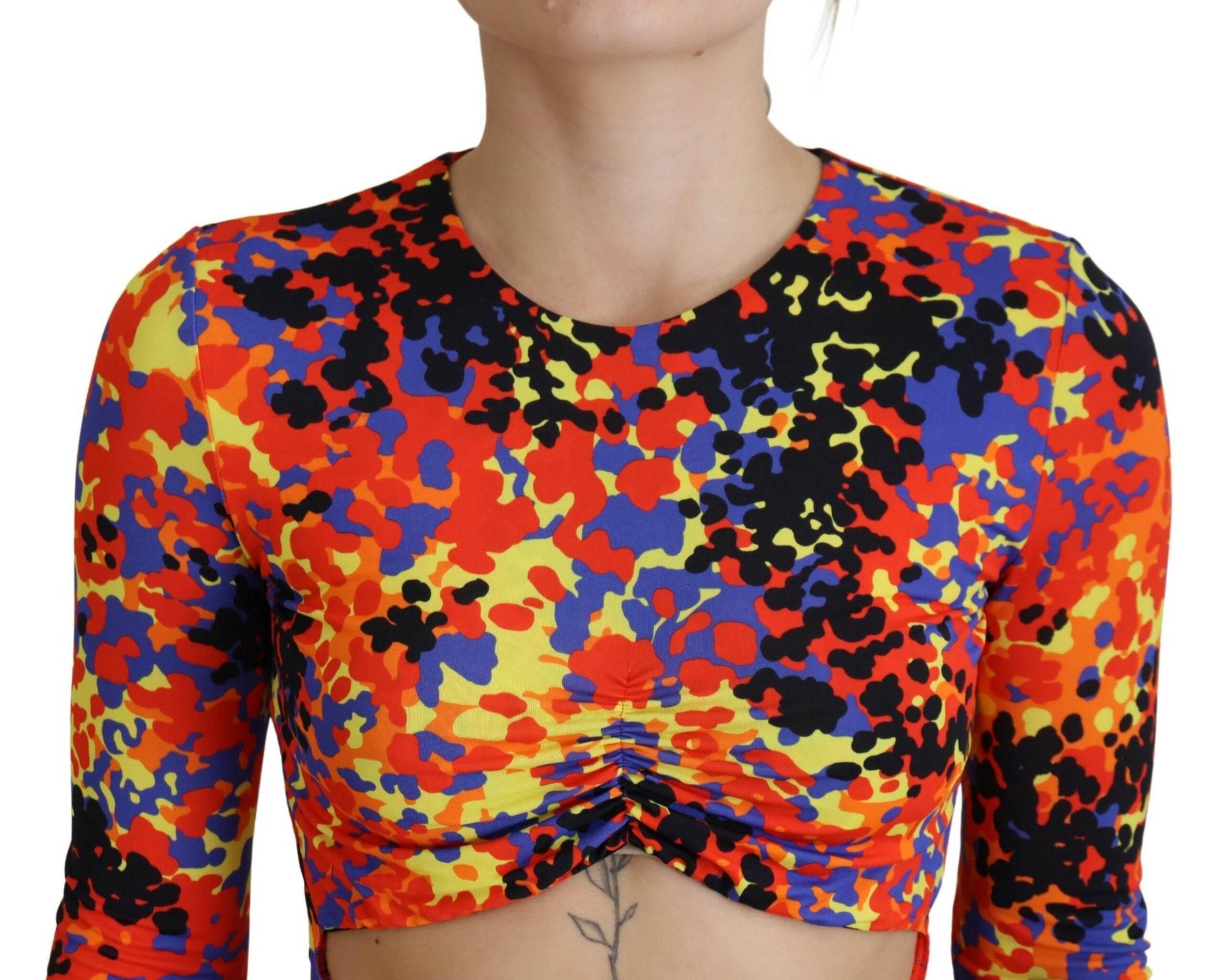 Dsquared² Multicolor Batik Open Belly Long Sleeves Dress - Hilstor