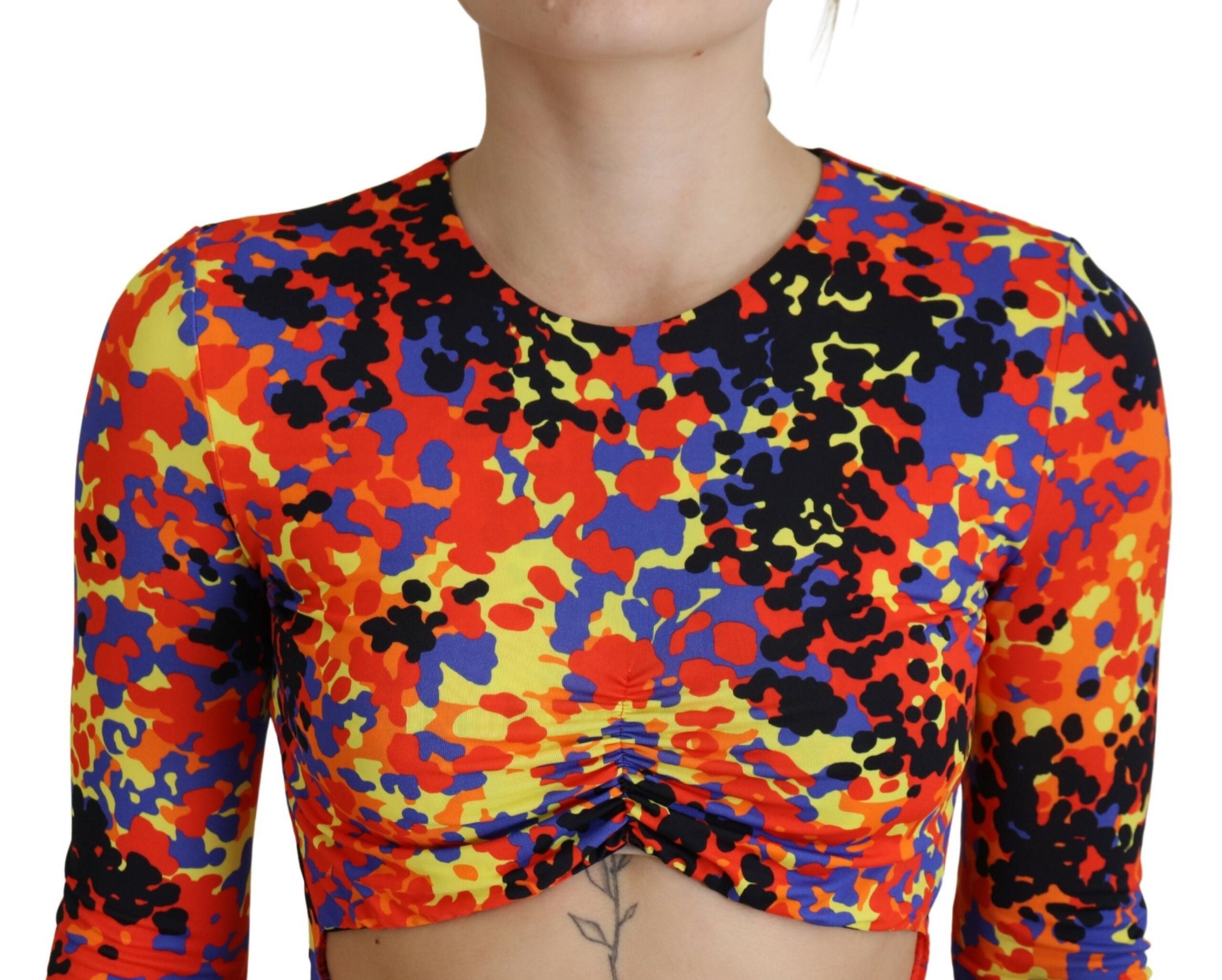 Dsquared² Multicolor Batik Åben Mave Langærmet Kjole