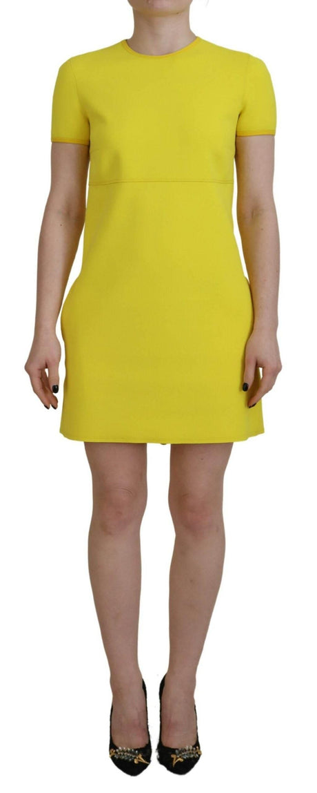 Dsquared² Yellow Nylon Short Sleeves Round Neck Mini Dress - Hilstor