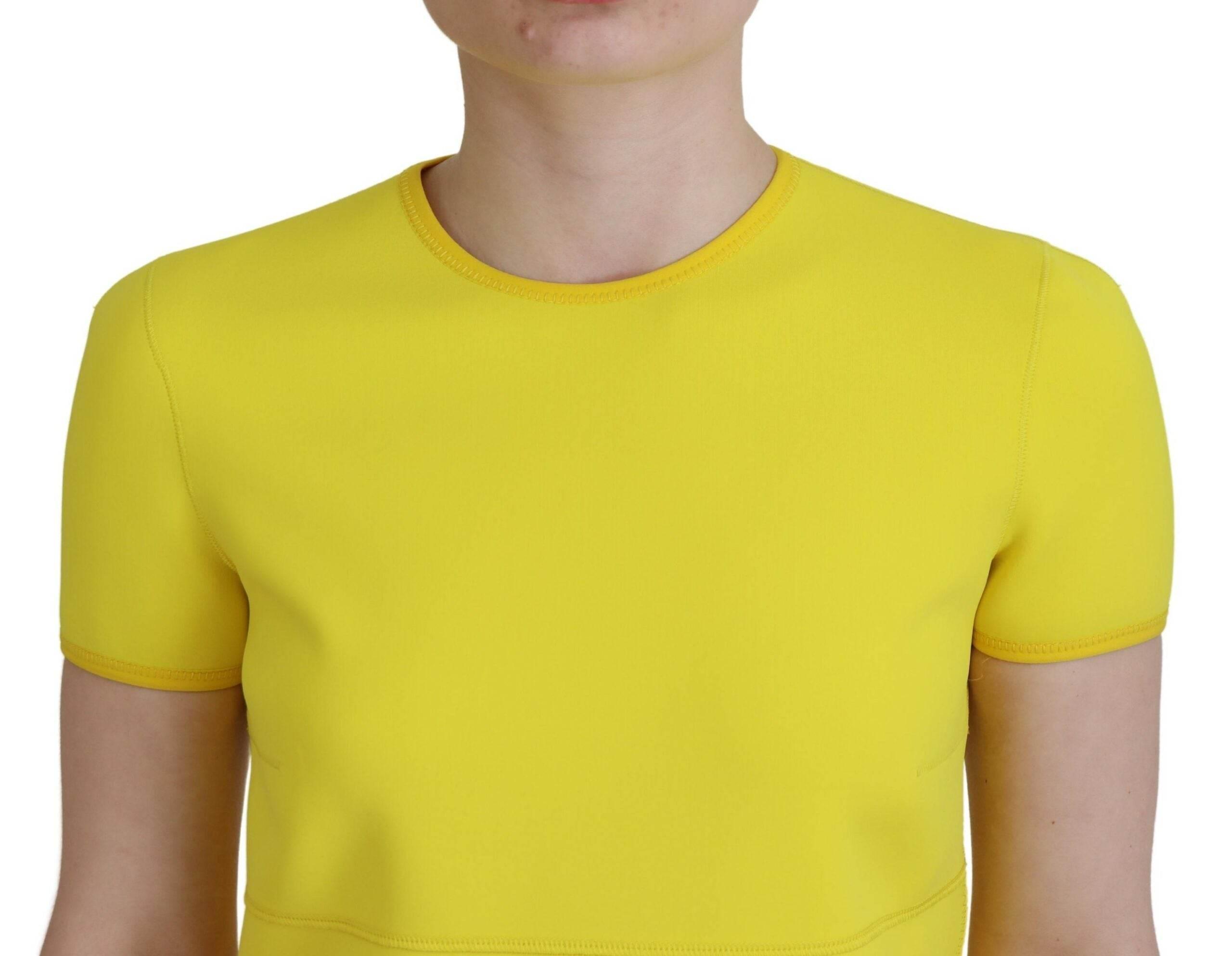 Dsquared² Yellow Nylon Short Sleeves Round Neck Mini Dress - Hilstor
