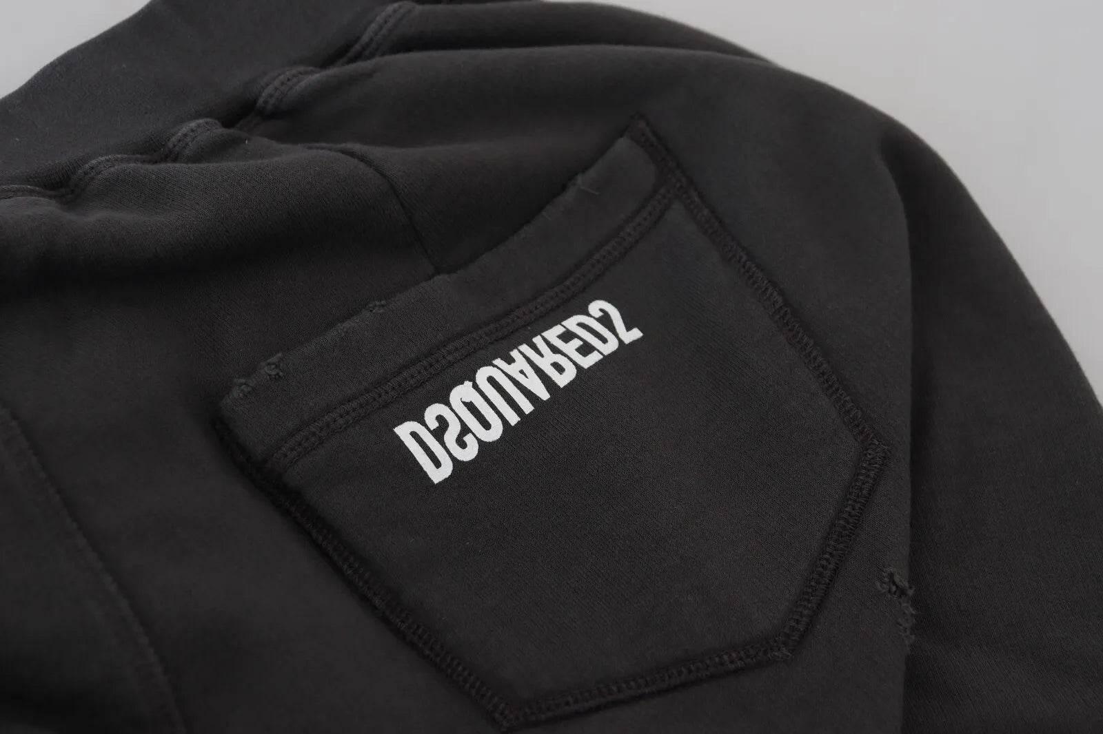 Dsquared² Black Cotton Mid Waist Tattered Tapered Shorts - Hilstor